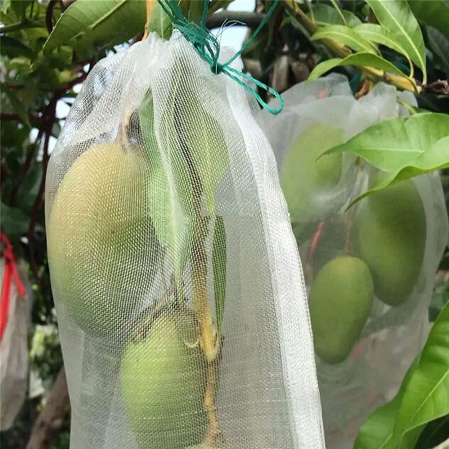 100Pcs Fruit Protection Nylon Mesh Net Bags with Drawstring-M