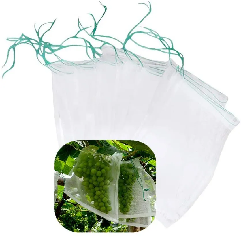 100Pcs Fruit Protection Nylon Mesh Net Bags with Drawstring-M