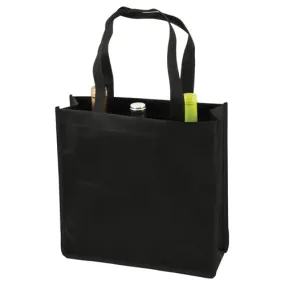 3 Bottle Non Woven Tote In Black by True