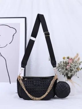 3pcs Braided Design Crossbody Bag Set