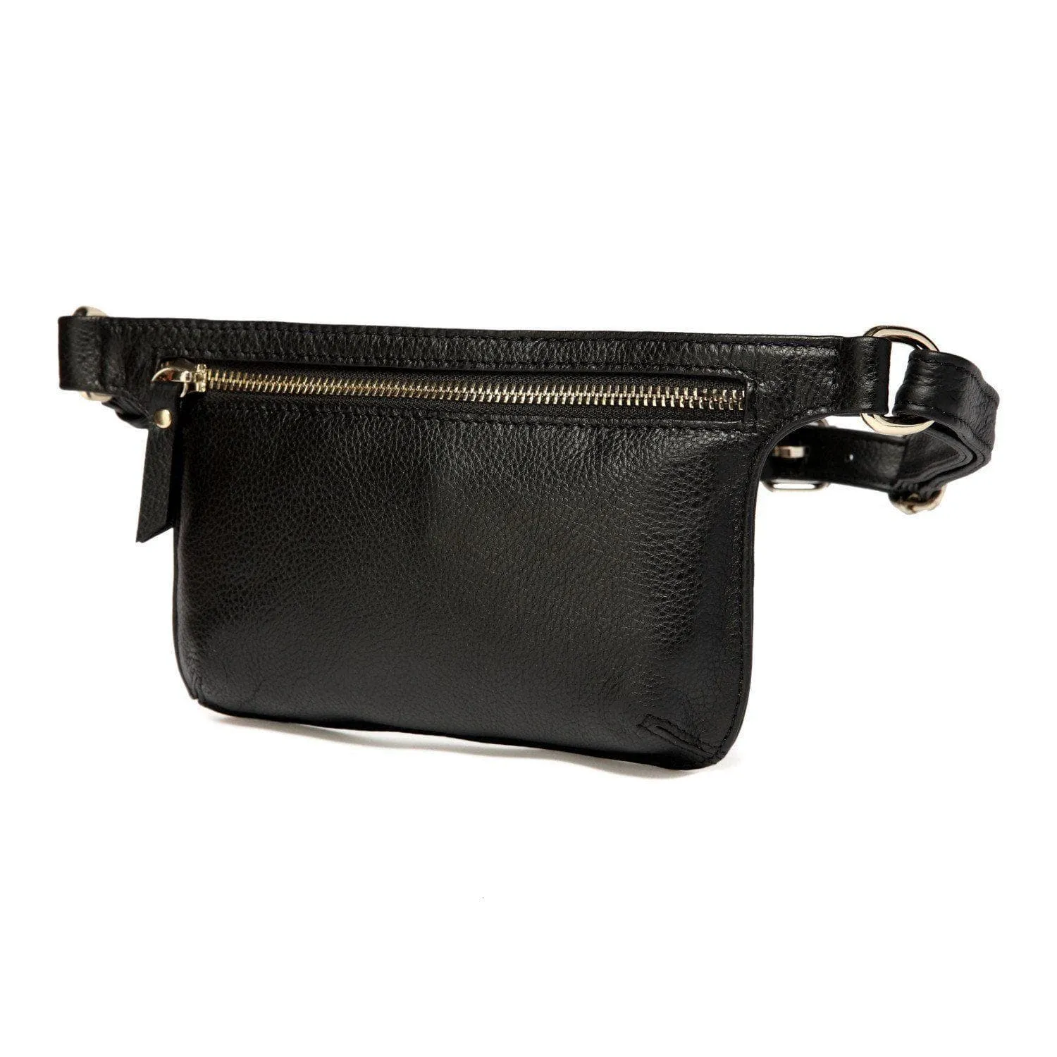 Arlette Leather Waist Bag / Belt Bag - Black