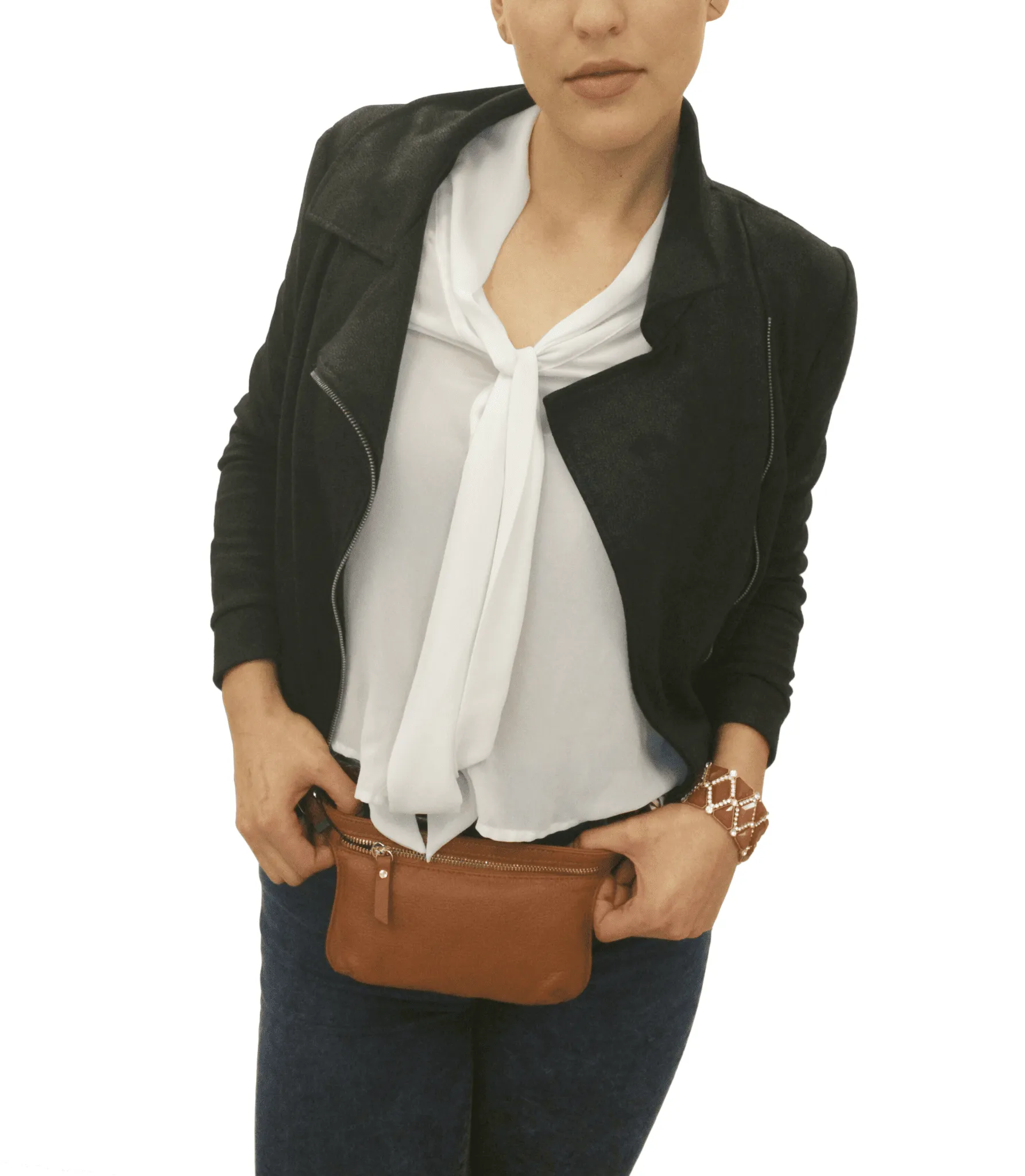 Arlette Leather Waist Bag / Belt Bag - Black