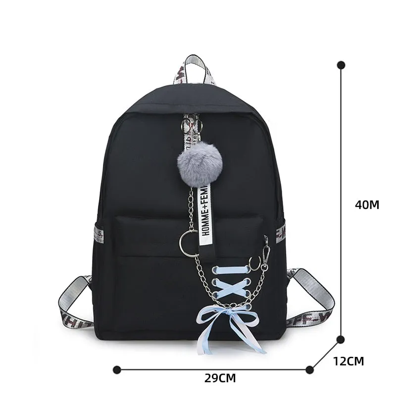 Backpacks Fashion Women 5 Set School Korean Design College School Bags For Teenage Girls Kids Shoulder Bag