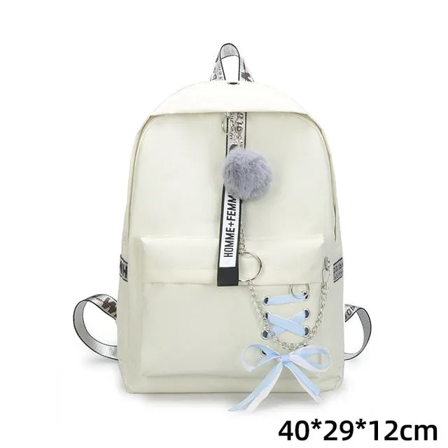 Backpacks Fashion Women 5 Set School Korean Design College School Bags For Teenage Girls Kids Shoulder Bag