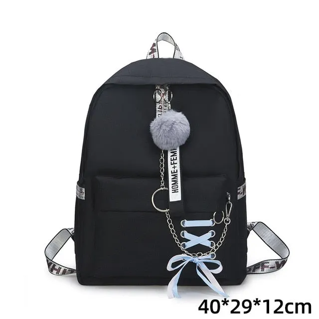 Backpacks Fashion Women 5 Set School Korean Design College School Bags For Teenage Girls Kids Shoulder Bag