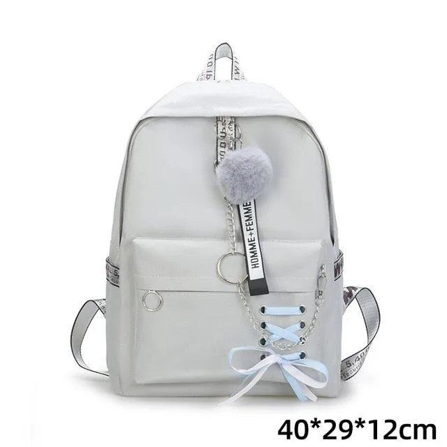 Backpacks Fashion Women 5 Set School Korean Design College School Bags For Teenage Girls Kids Shoulder Bag