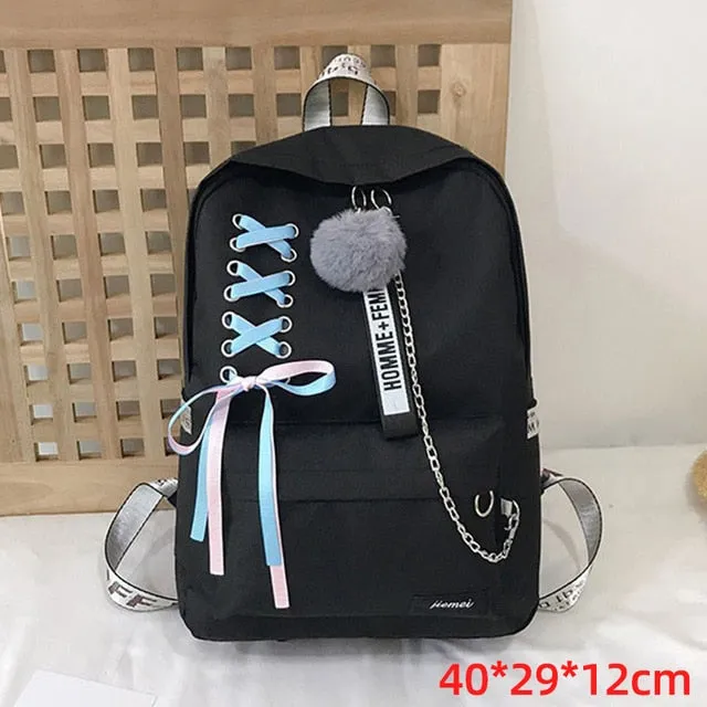 Backpacks Fashion Women 5 Set School Korean Design College School Bags For Teenage Girls Kids Shoulder Bag