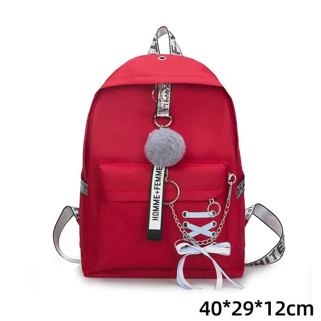 Backpacks Fashion Women 5 Set School Korean Design College School Bags For Teenage Girls Kids Shoulder Bag