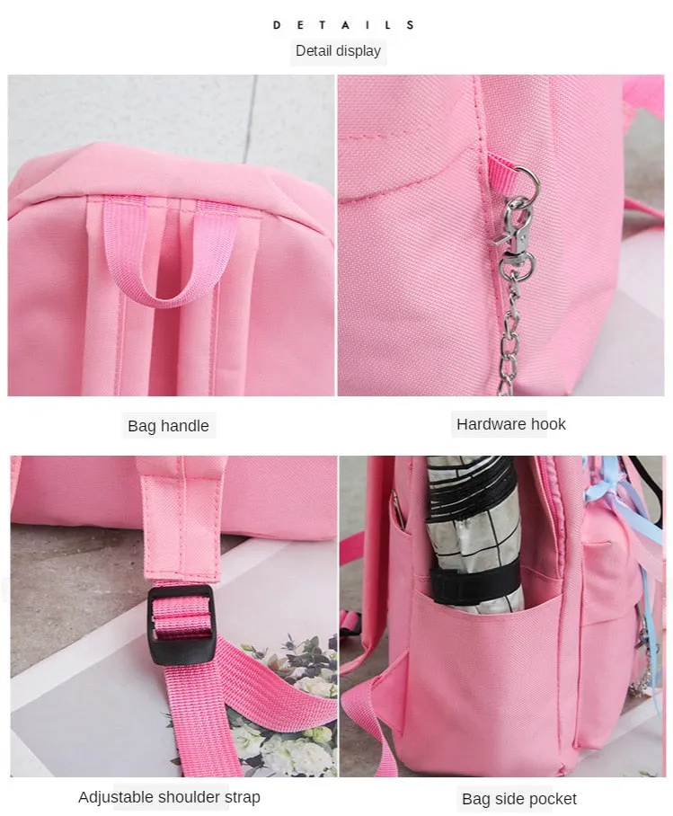 Backpacks Fashion Women 5 Set School Korean Design College School Bags For Teenage Girls Kids Shoulder Bag