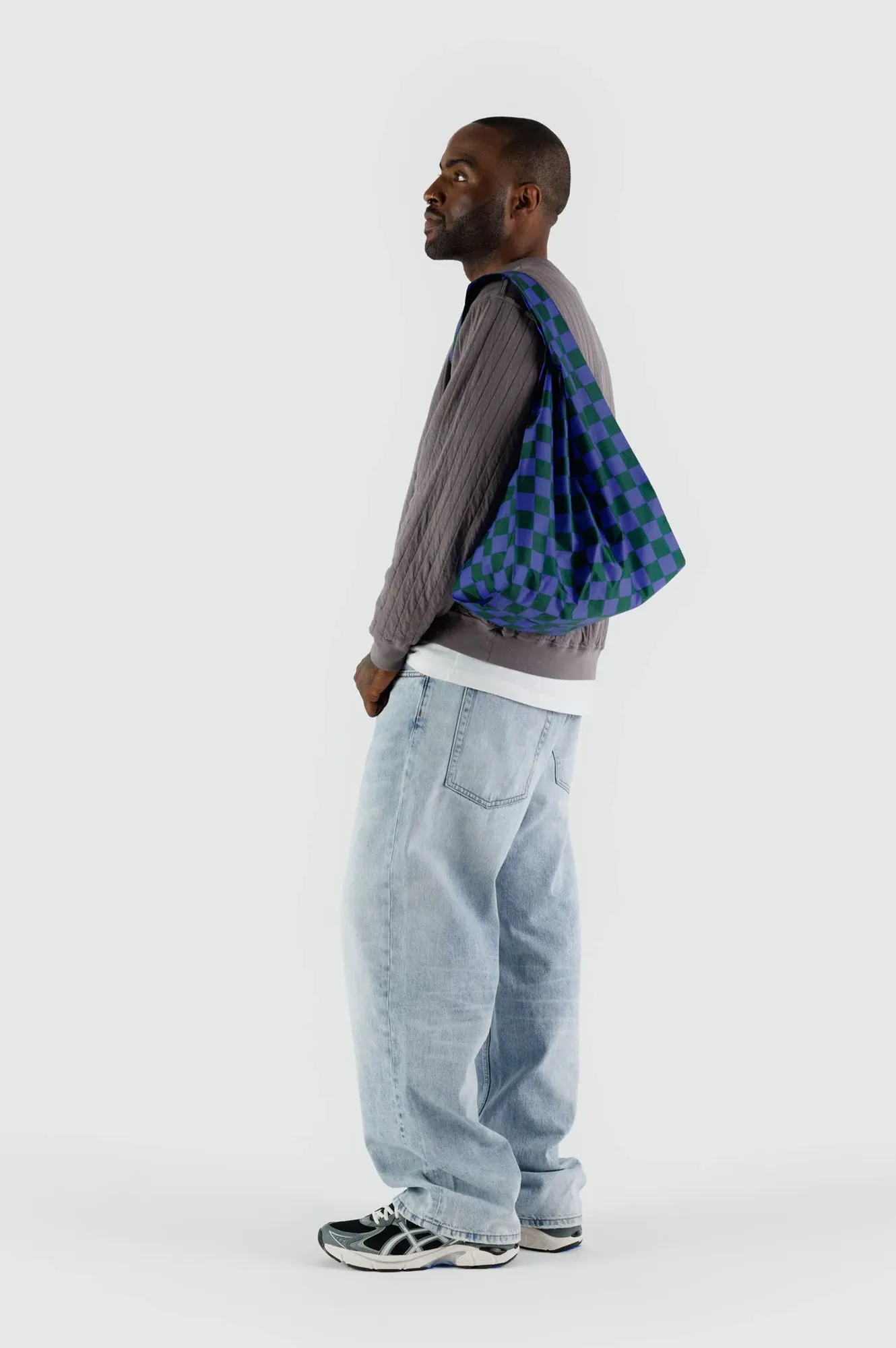 Baggu Standard Iris Green Check Reusable Bag