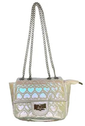 Bari Lynn Iridescent Quilted Handbag - White