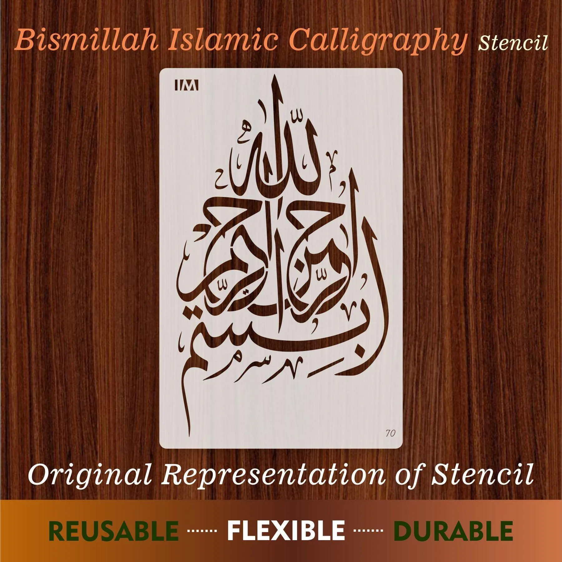 Bismillah Calligraphy Islamic  Reusable Stencil for Canvas and wall painting.ID#70