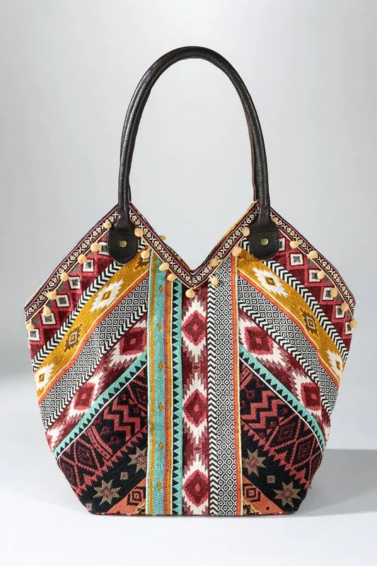 Boho Chic  large cotton tote Bag shoulder bag