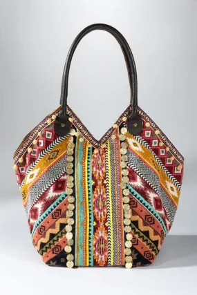 Boho Chic  large cotton tote Bag shoulder bag