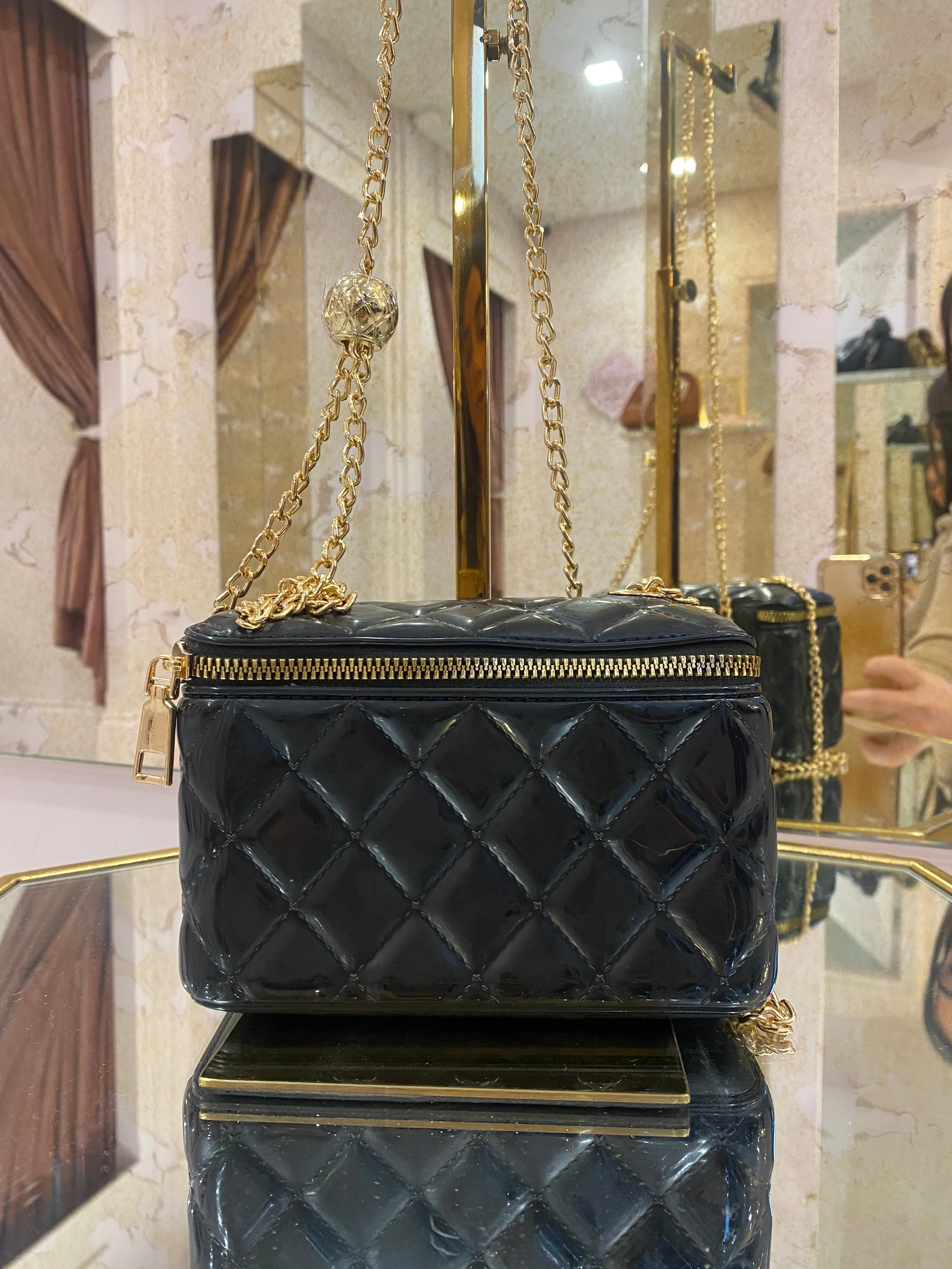 Charley Black Quilted Bag