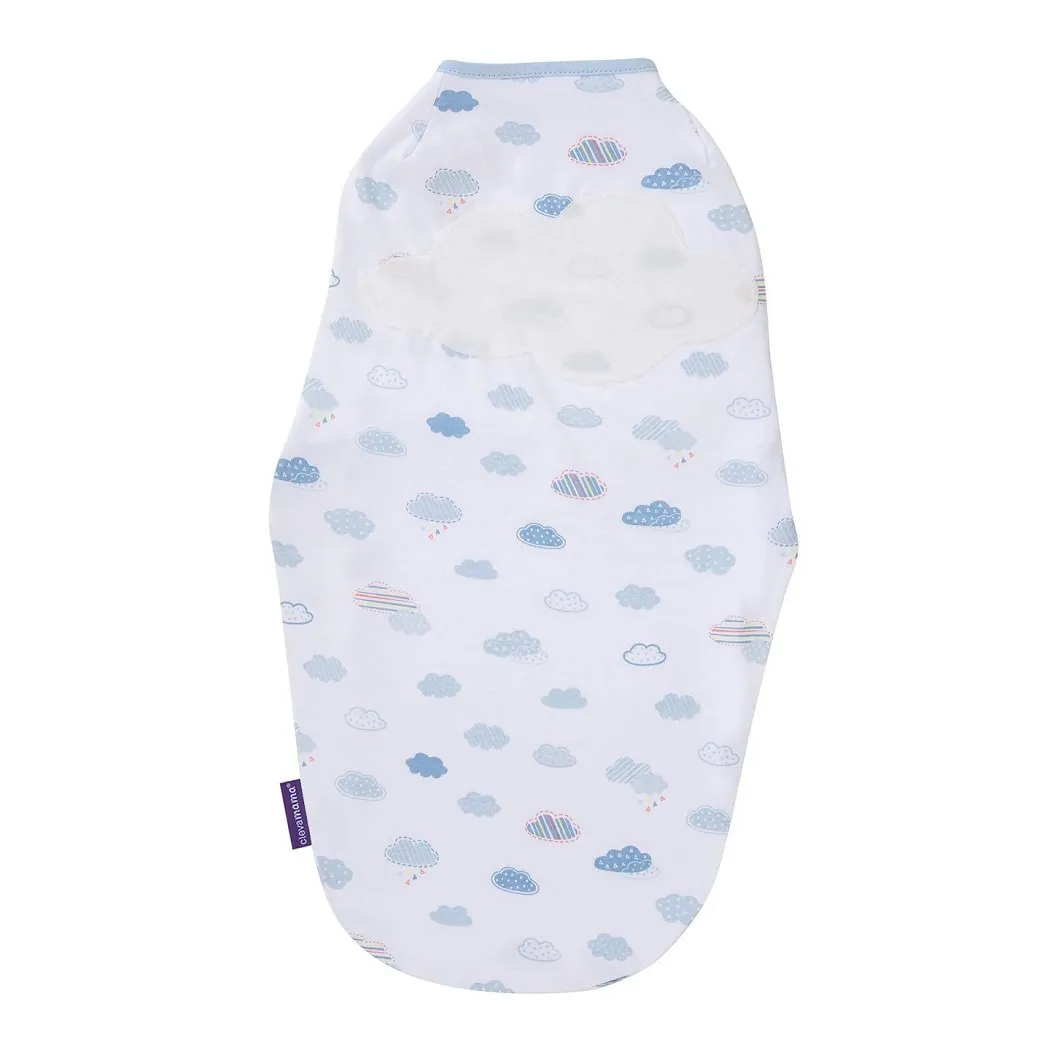 Clevamama Baby Swaddle to Sleep Wrap (Blue Clouds) Newborn Size: 0-3 Months