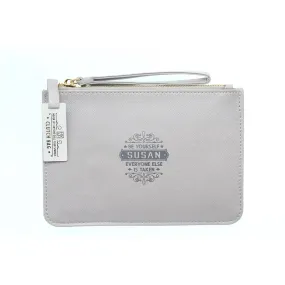 Clutch Bag With Handle & Embossed Text "Susan"