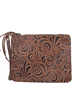 Clutch - Brown Swirl detail Leather #07