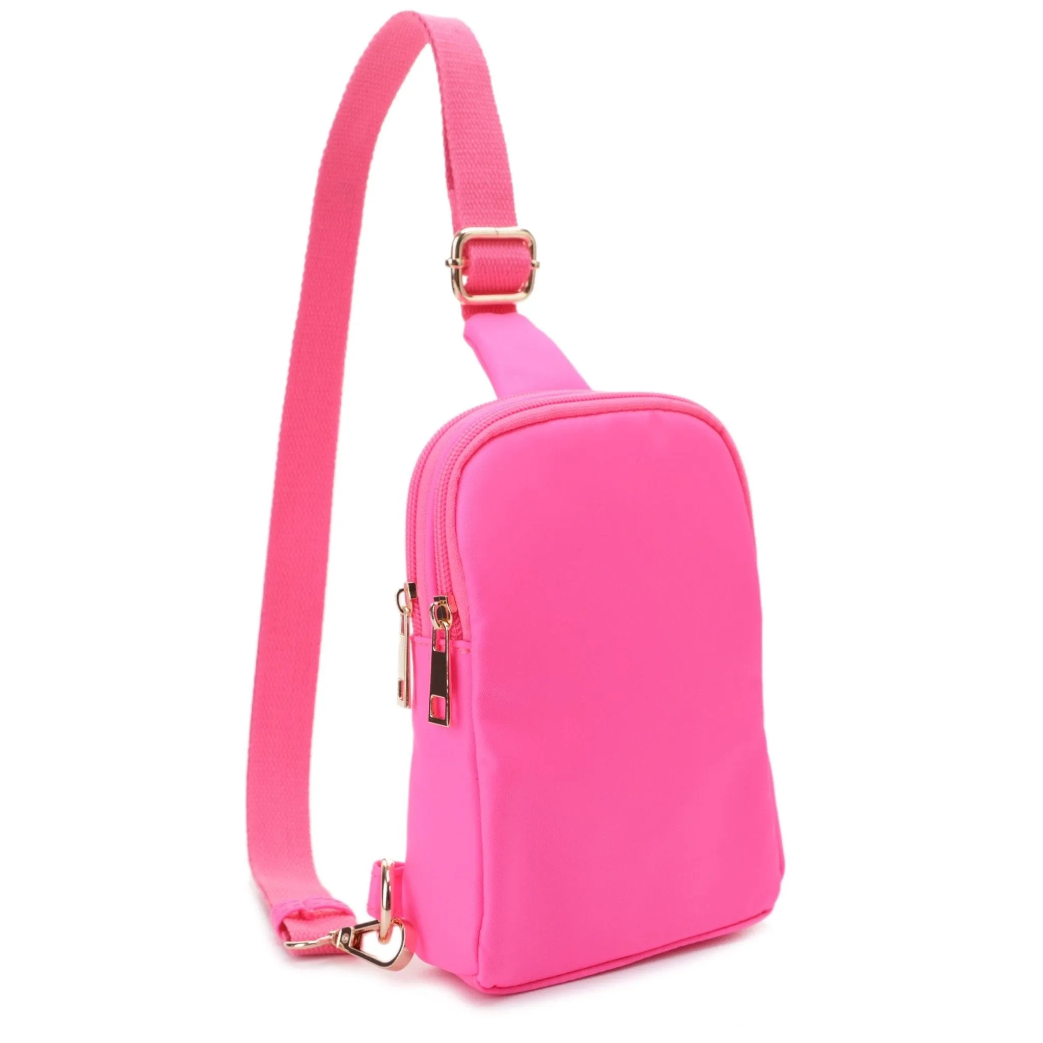 DJ15042N Britney Nylon Double Zipper Mini Sling Bag