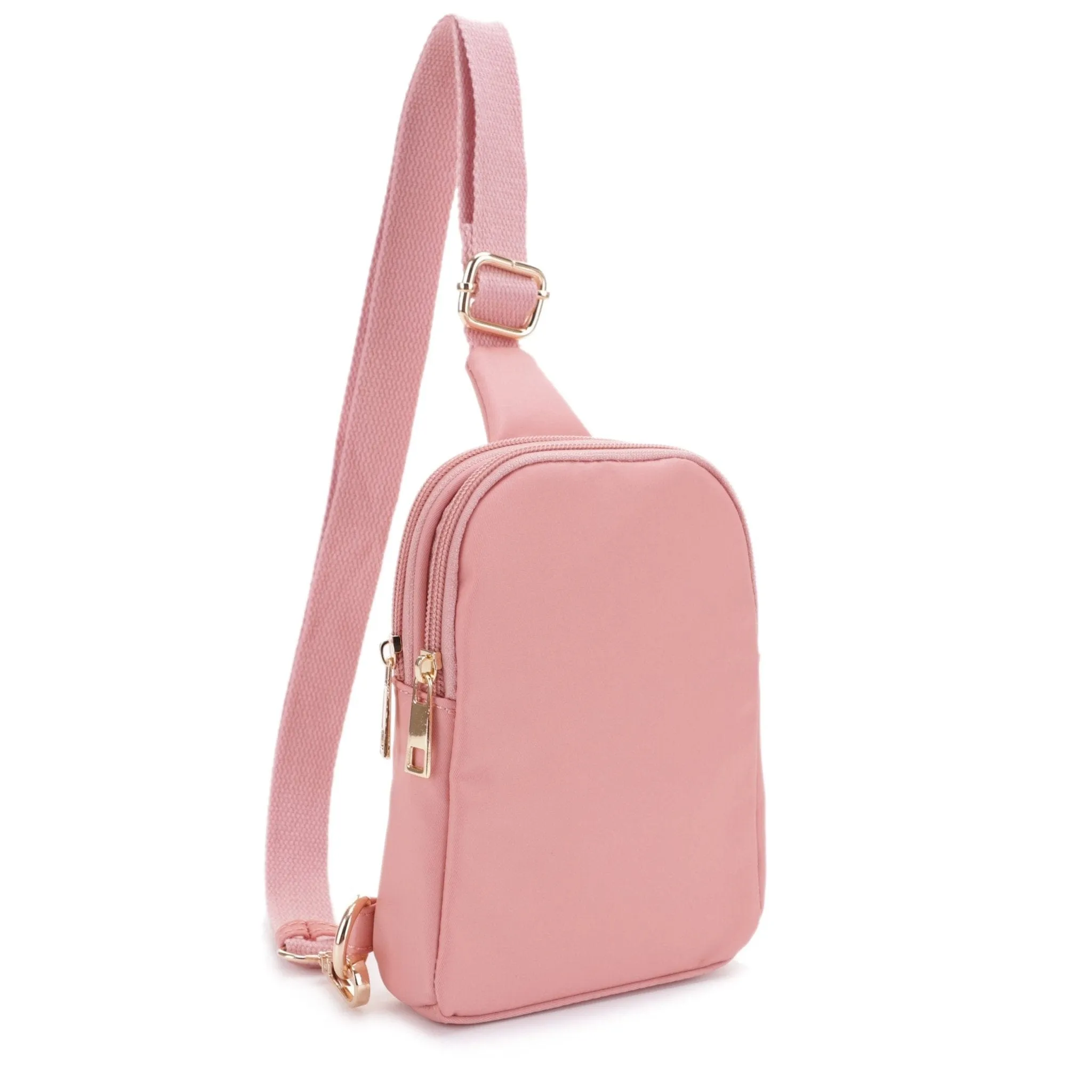 DJ15042N Britney Nylon Double Zipper Mini Sling Bag