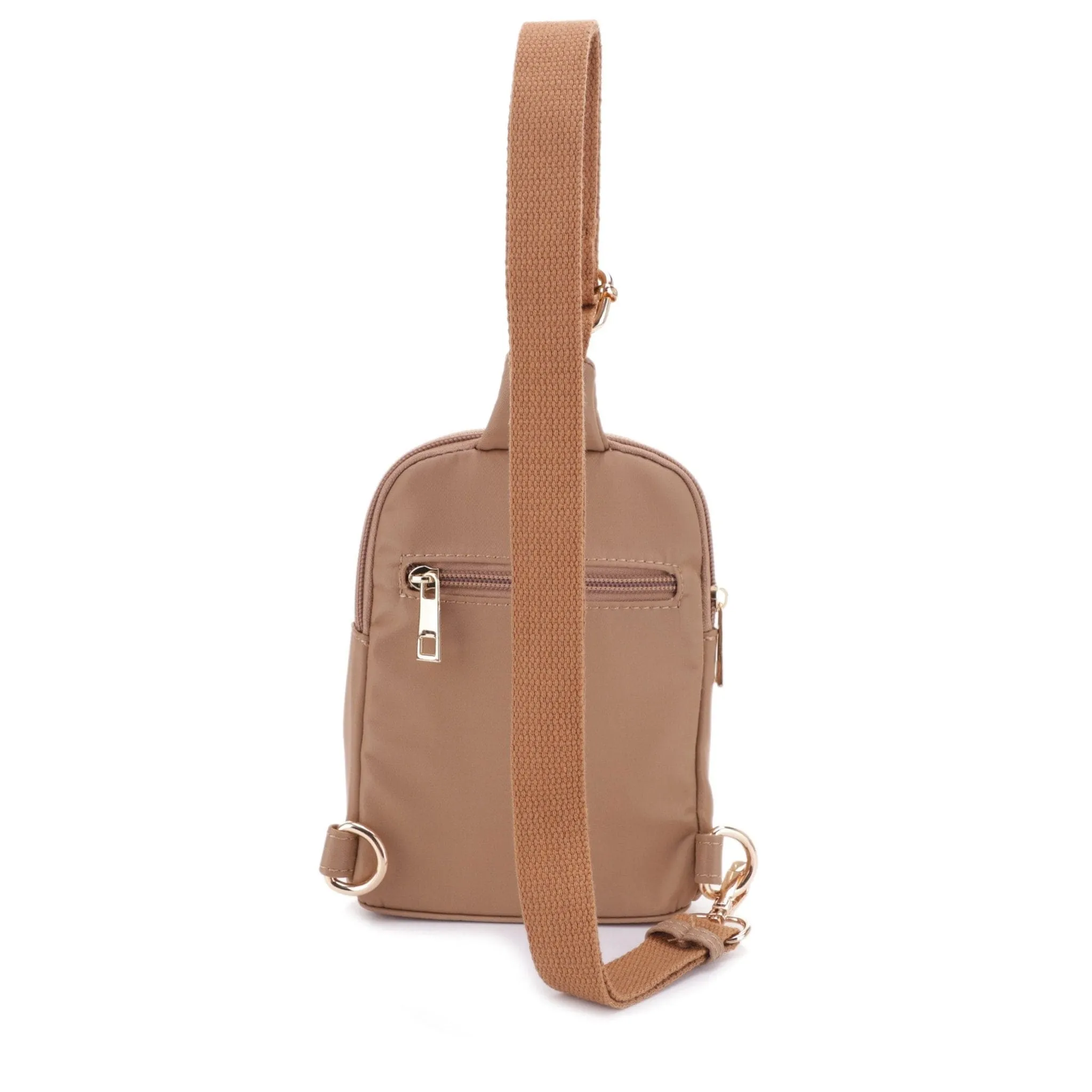 DJ15042N Britney Nylon Double Zipper Mini Sling Bag