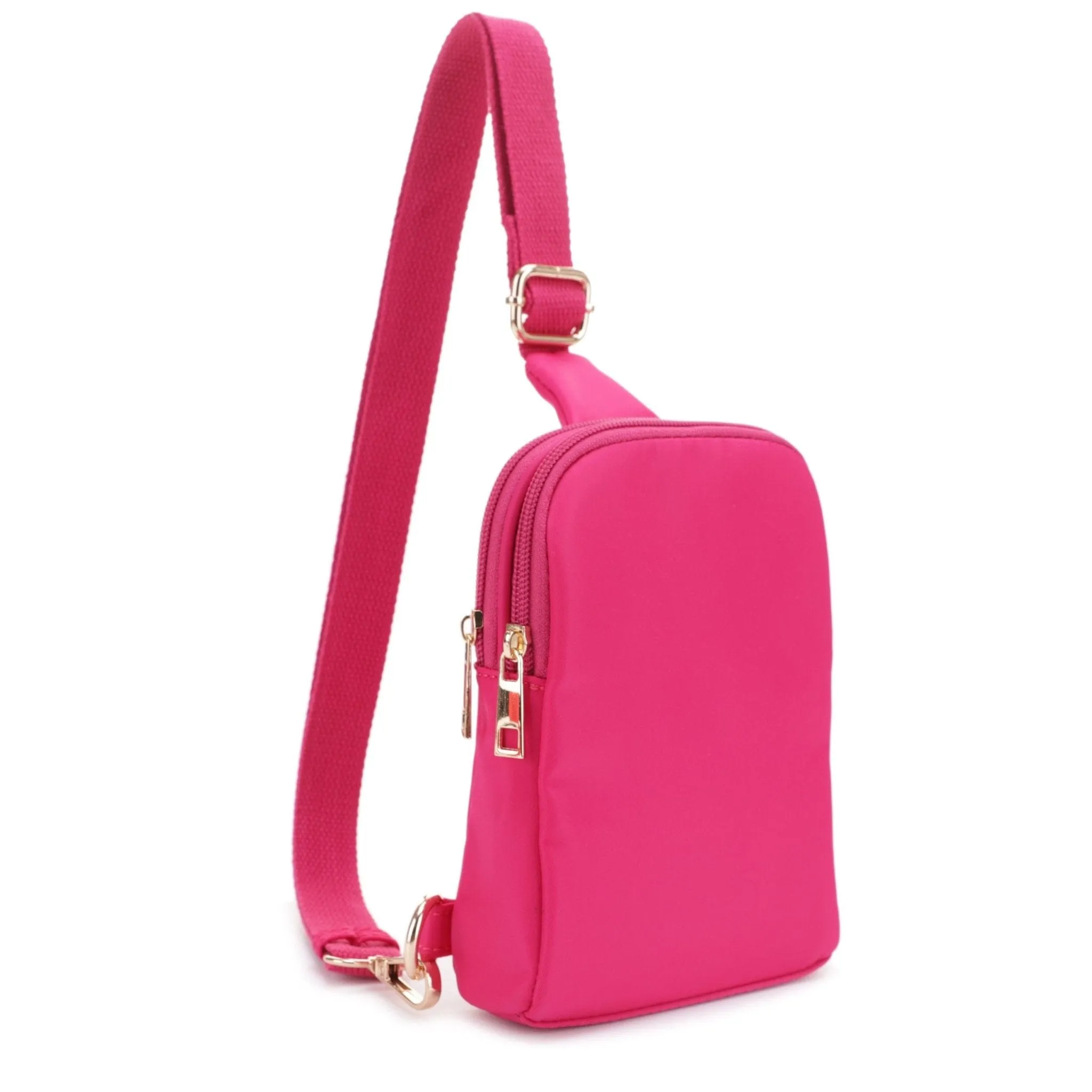 DJ15042N Britney Nylon Double Zipper Mini Sling Bag