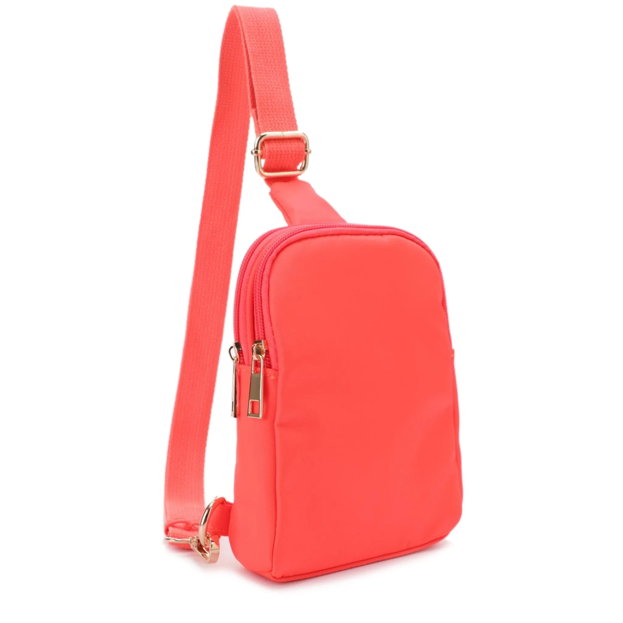 DJ15042N Britney Nylon Double Zipper Mini Sling Bag