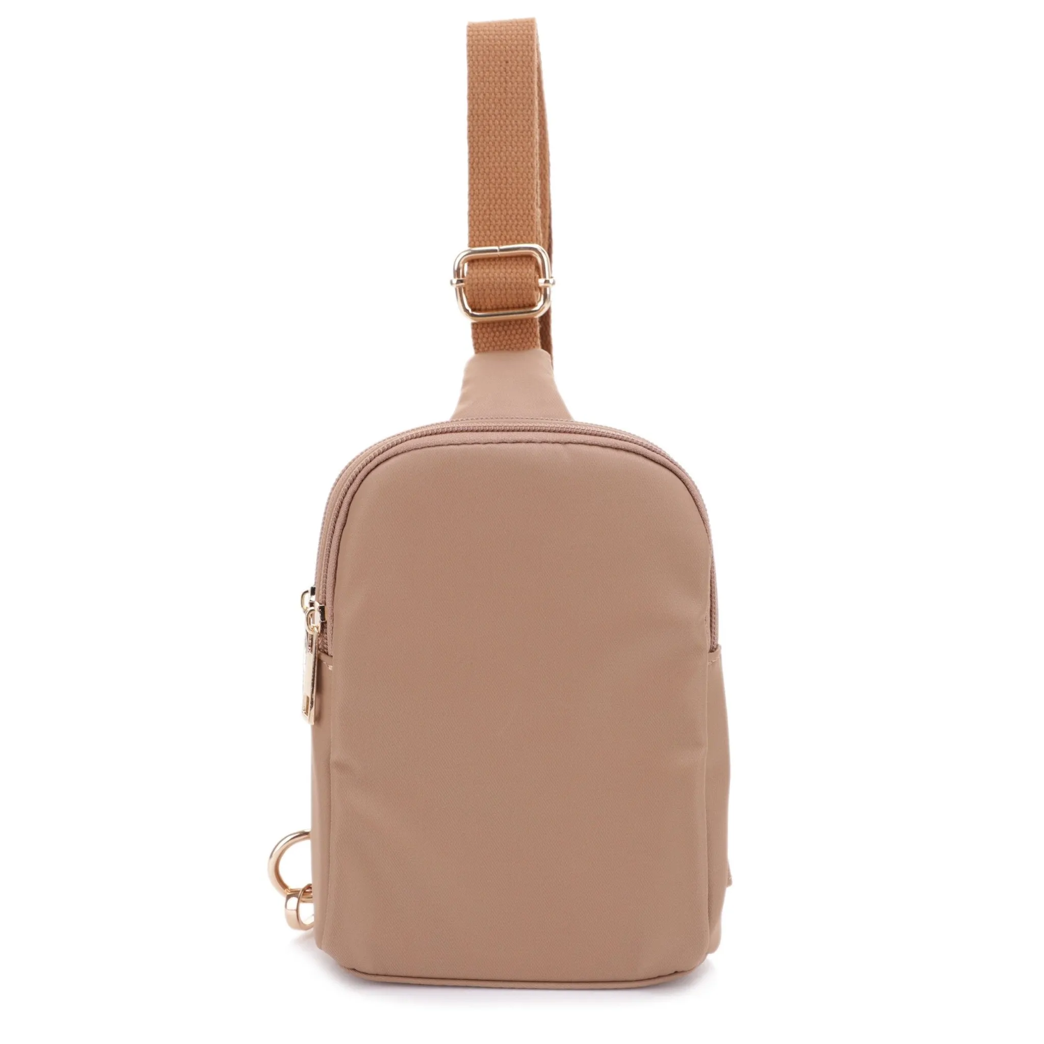 DJ15042N Britney Nylon Double Zipper Mini Sling Bag