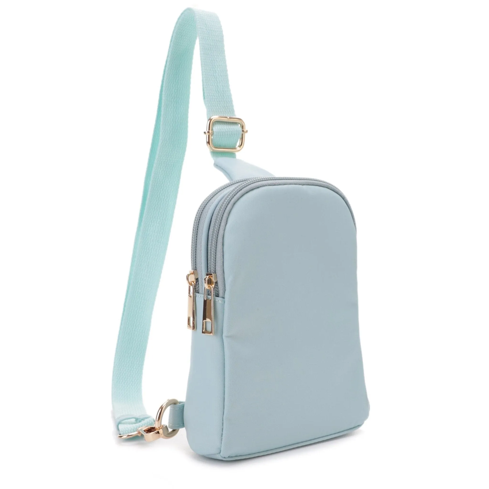 DJ15042N Britney Nylon Double Zipper Mini Sling Bag