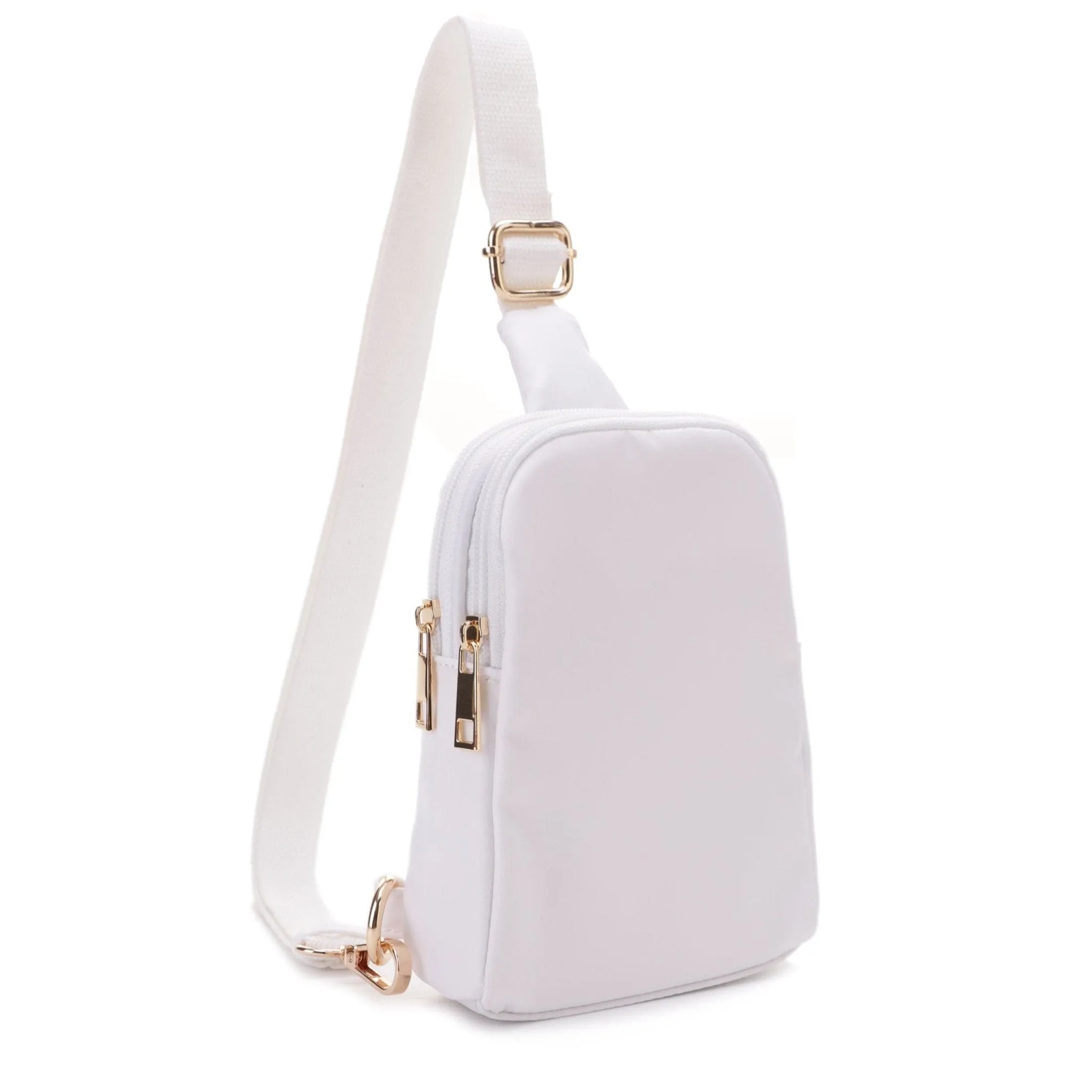 DJ15042N Britney Nylon Double Zipper Mini Sling Bag