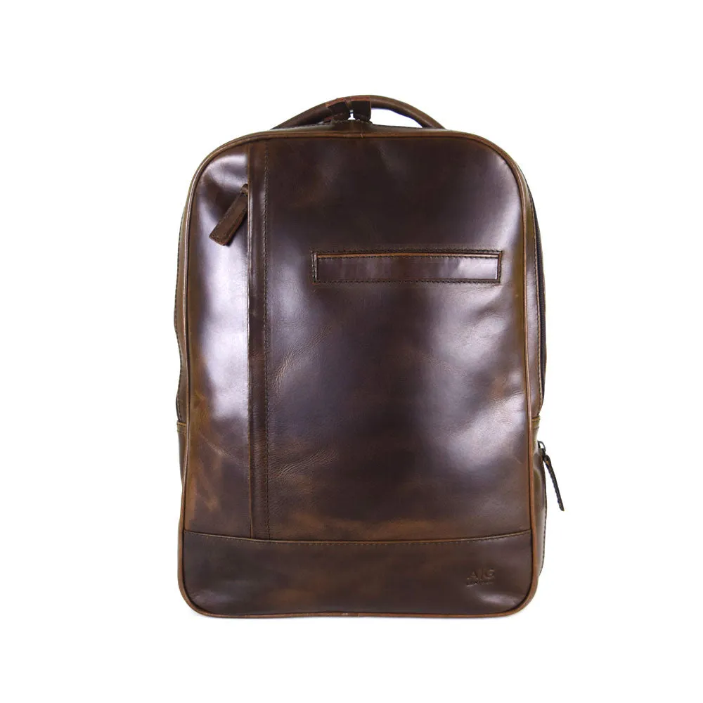 Double compartment backpack in Chocolate Leather