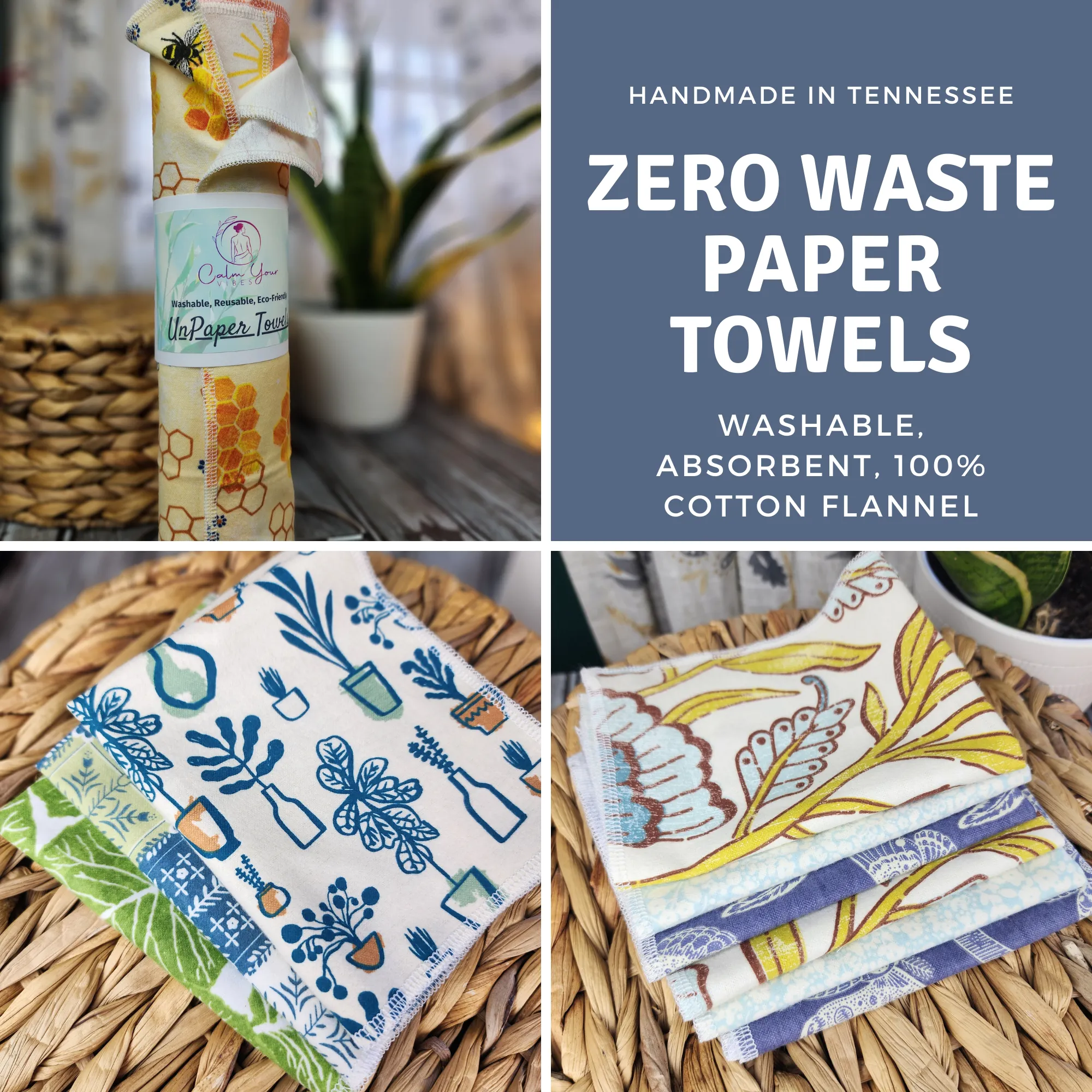 Eco-Friendly Paper Towel, Reusable & Sustainable Cotton Towels, Paper Towel Replacement, Zero Waste