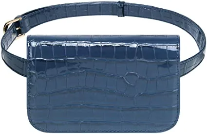 Exotic Crocodile Leather Fanny Pack Waist Bag - Black