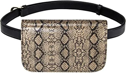 Exotic Crocodile Leather Fanny Pack Waist Bag - Black