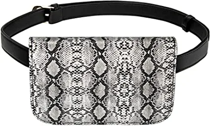 Exotic Crocodile Leather Fanny Pack Waist Bag - Black