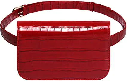 Exotic Crocodile Leather Fanny Pack Waist Bag - Black