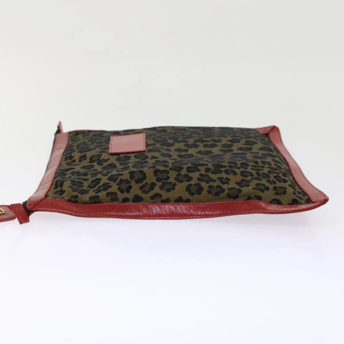 FENDI Leopard Clutch Bag Nylon Leather Black Brown Red  yk7980