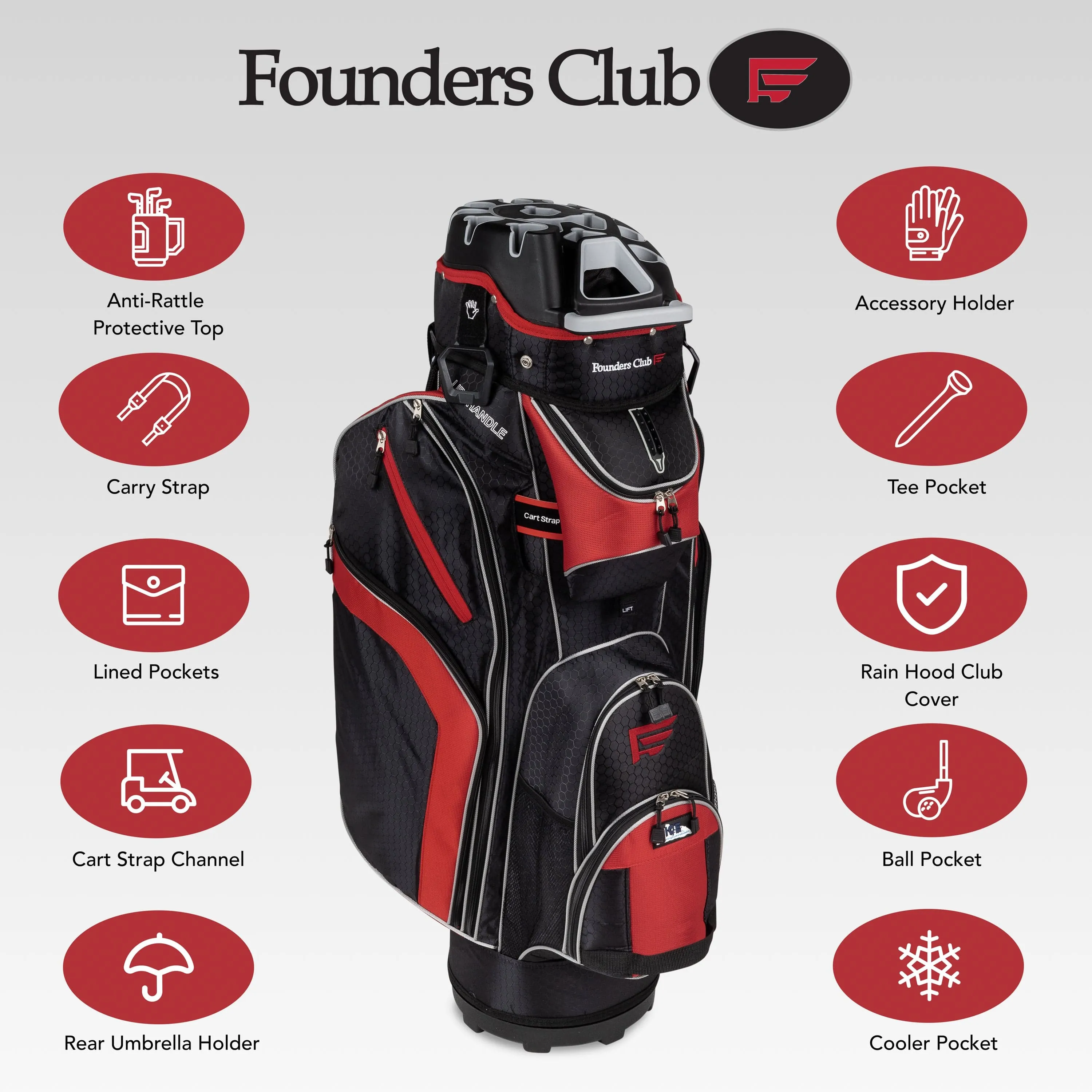 Founders Club 3rd Generation Premium Organizer 14 Way Golf Cart Bag - Black