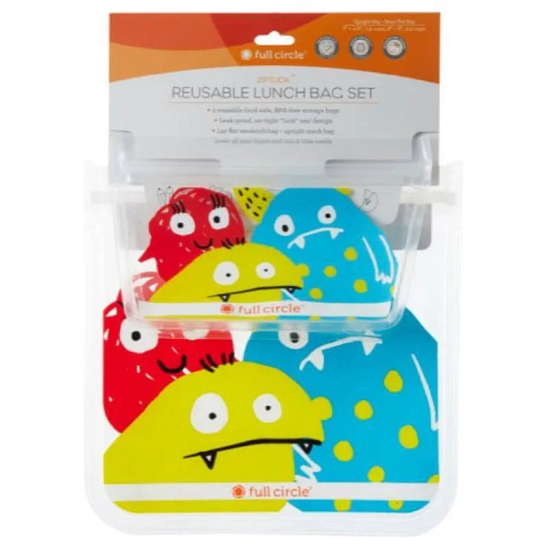 Full Circle - Reusable Monster Design Lunch Bags (2 pack)