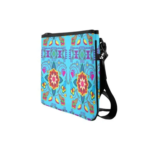 Geometric Floral Winter-Sky Blue Slim Clutch Bag