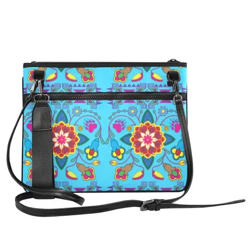 Geometric Floral Winter-Sky Blue Slim Clutch Bag