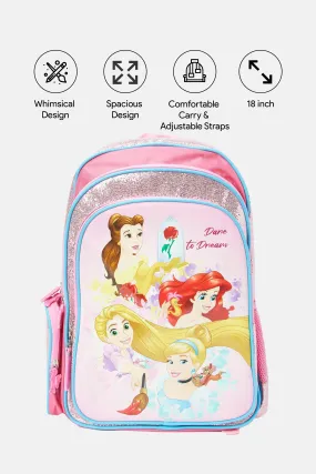 Girls Pink Disney Princess Dare To Dream 18" Backpack