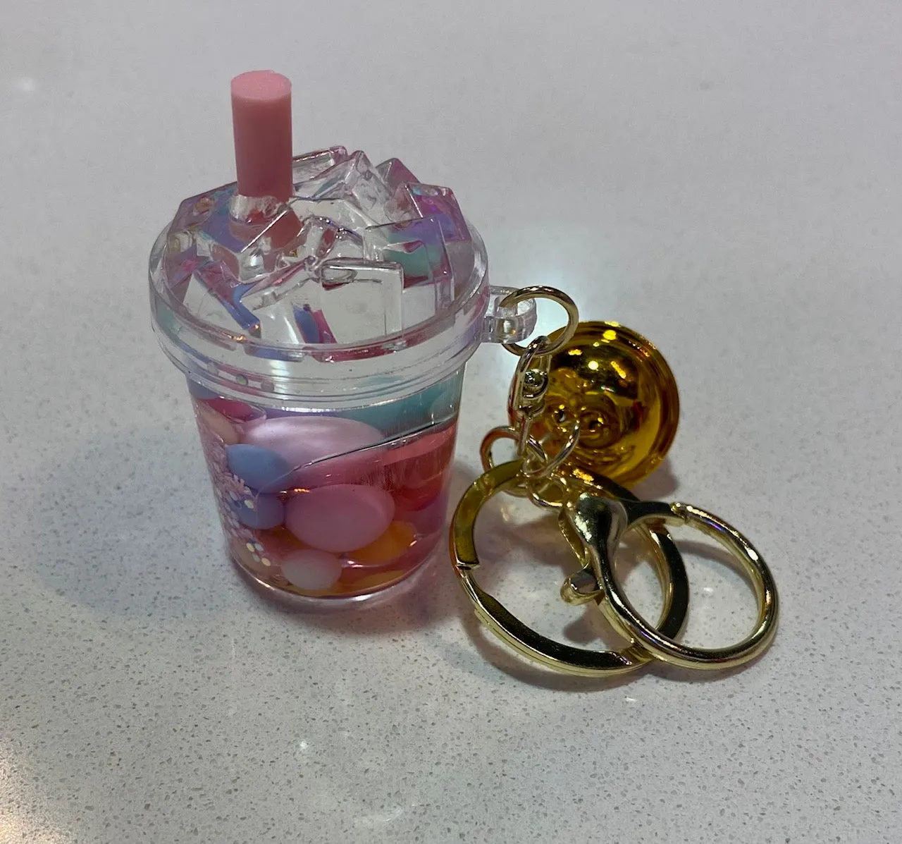 Glitter Boba Keychain