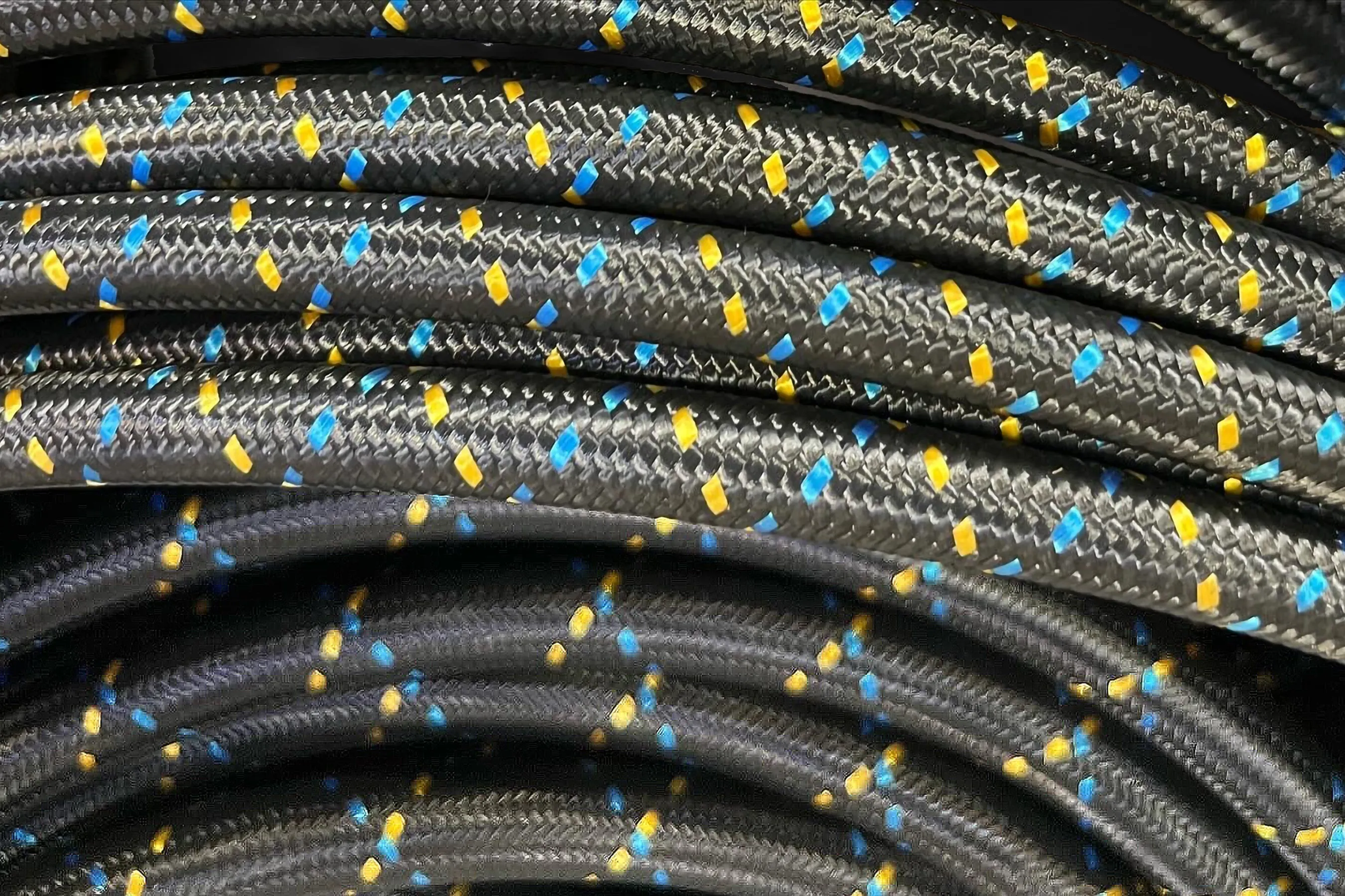 GReddy -10 Nylon Braided Hose(s) - Black / Gold / Blue