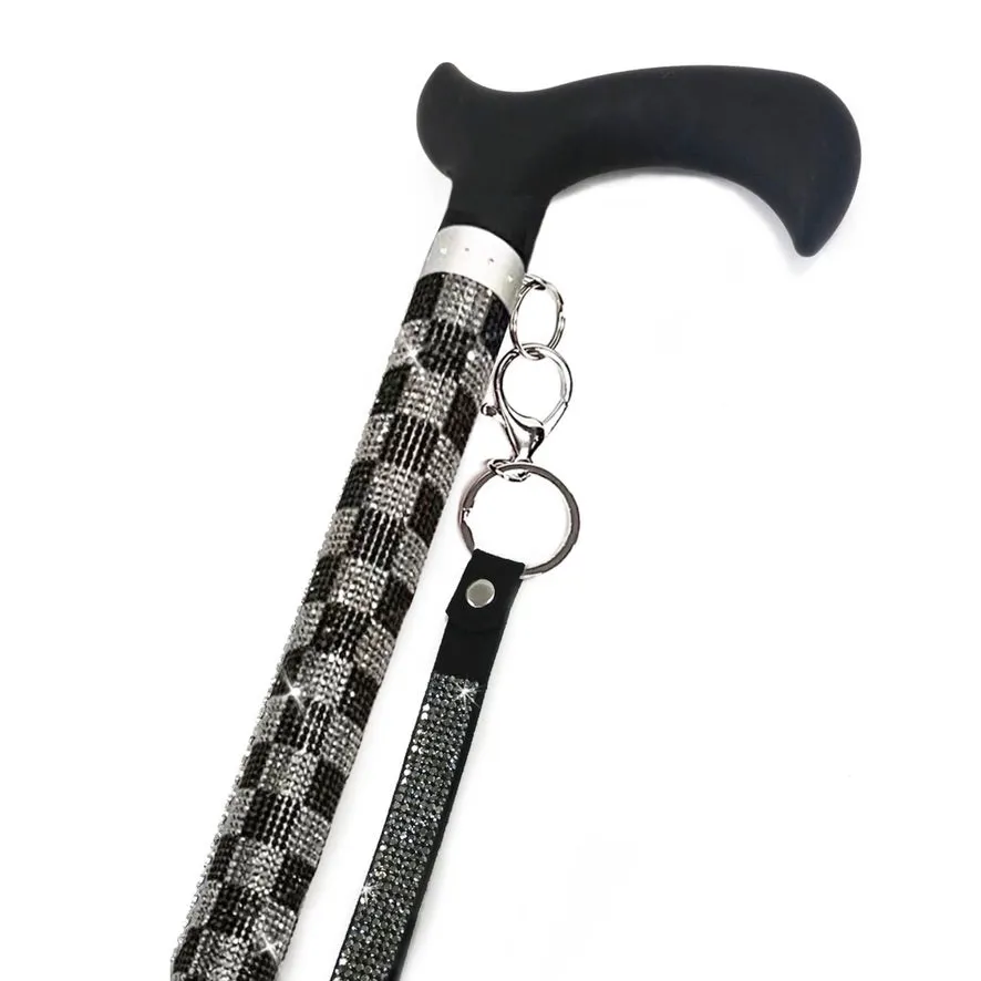 Jacqueline Kent "Sugar Cane" Checkmate Black Adjustable Medical Cane