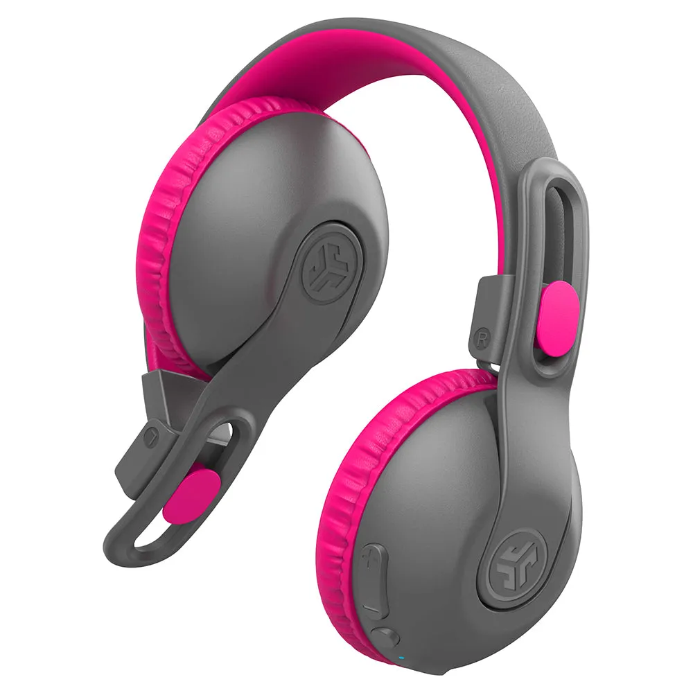 JLab Jbuddies Studio 2 Over-Ear Wireless   Wired Kids Headphone - Grey & Pink | IEUHBKSTU2RGRYPNK122