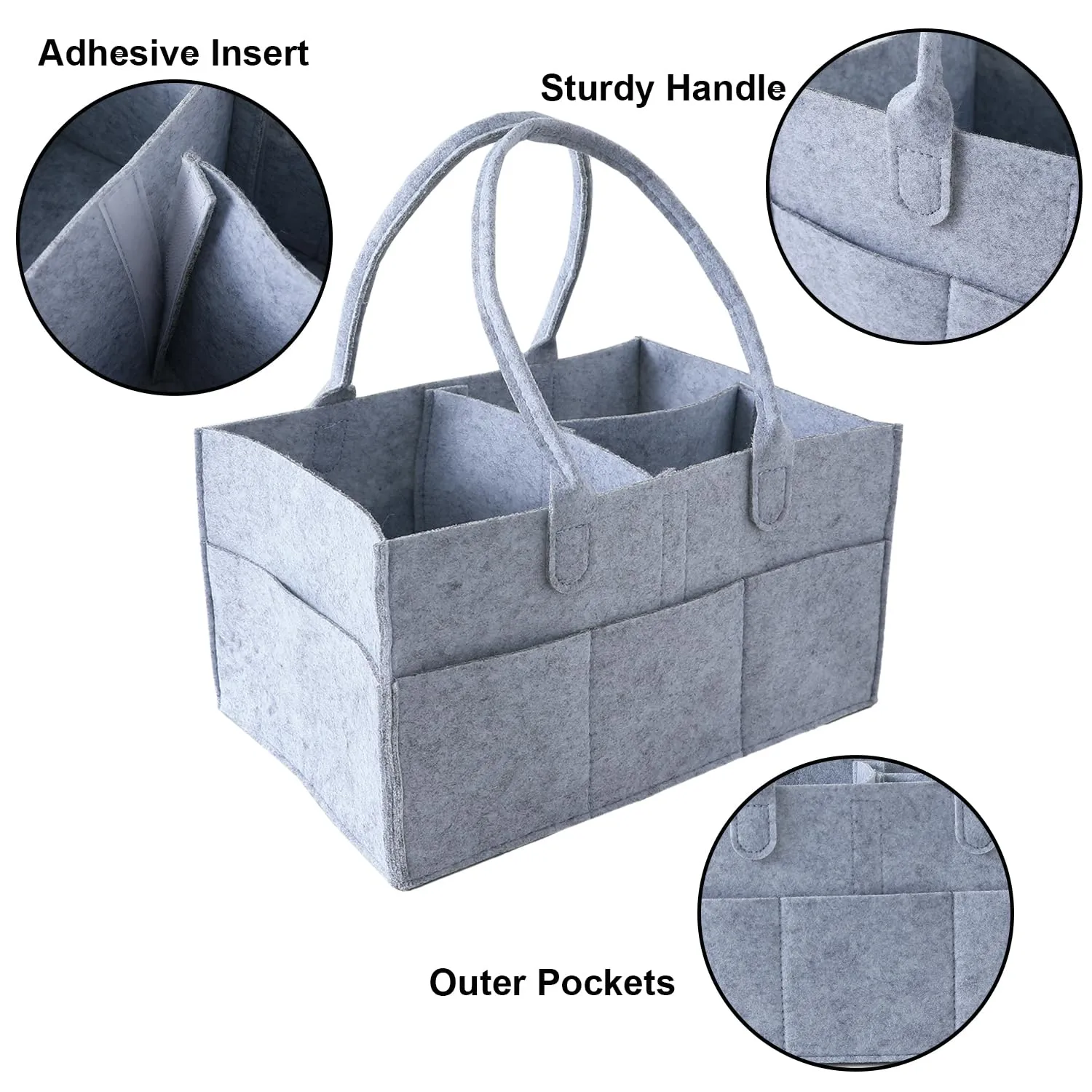 Kuber Industries Diaper Caddy Bag For Travel|Baby Bag For smart mothers|Nursery Storage Foldable Organizer (Grey) (Pack Of 2)