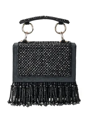 Melody Black Suede Embellished Box Bag