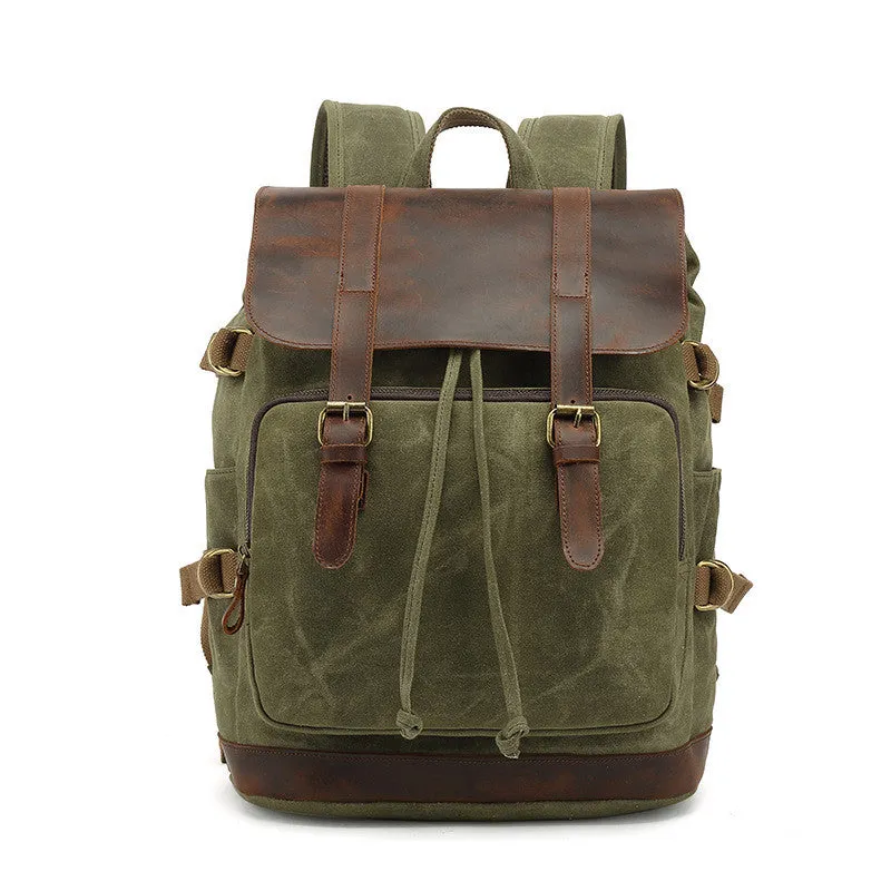 Men Waxed Backpack Handmade Canvas Backpack Hiking Rucksacks