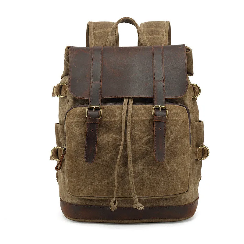 Men Waxed Backpack Handmade Canvas Backpack Hiking Rucksacks